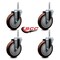 Service Caster 5 Inch Maroon Polyurethane Wheel Swivel 58 Inch Threaded Stem Caster Set Service Caster SCC-TS20S514-PPUB-MRN-58212-4 - alternate 2